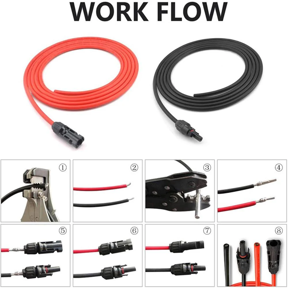 5m 4mm² Cables de extensión solar Cables con conectores MC4 hembra y macho - Image 5