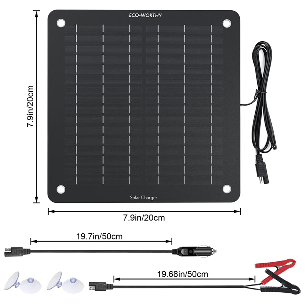 10W Cargador solar portátil para baterías de 12V en automóvil y barco - Image 3