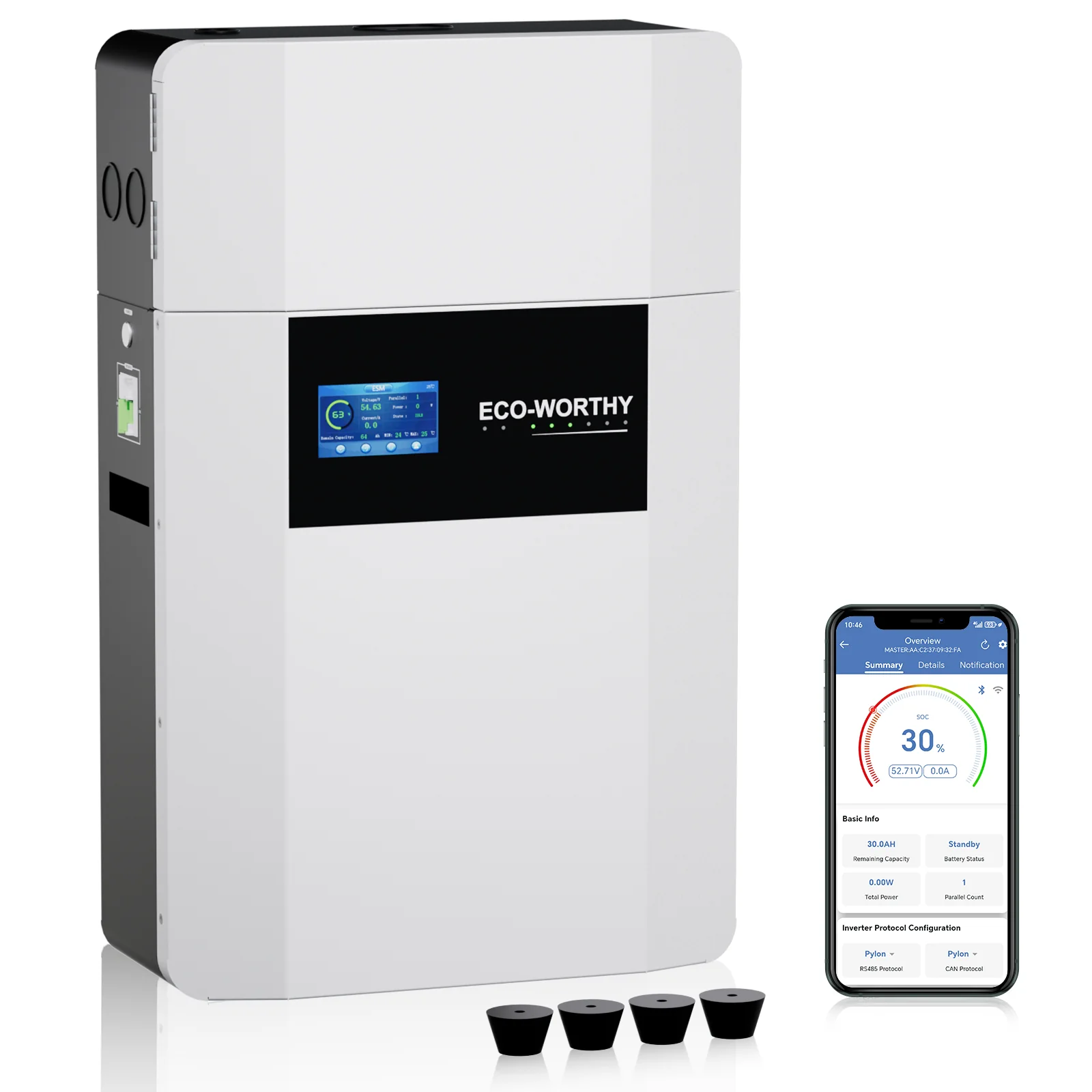 Batería de interior de montaje en pared ECO-WORTHY de 48V 100Ah con caja de conexiones | IEC 62619 | Apta para bajas temperaturas | 10 años de garantía - Image 3
