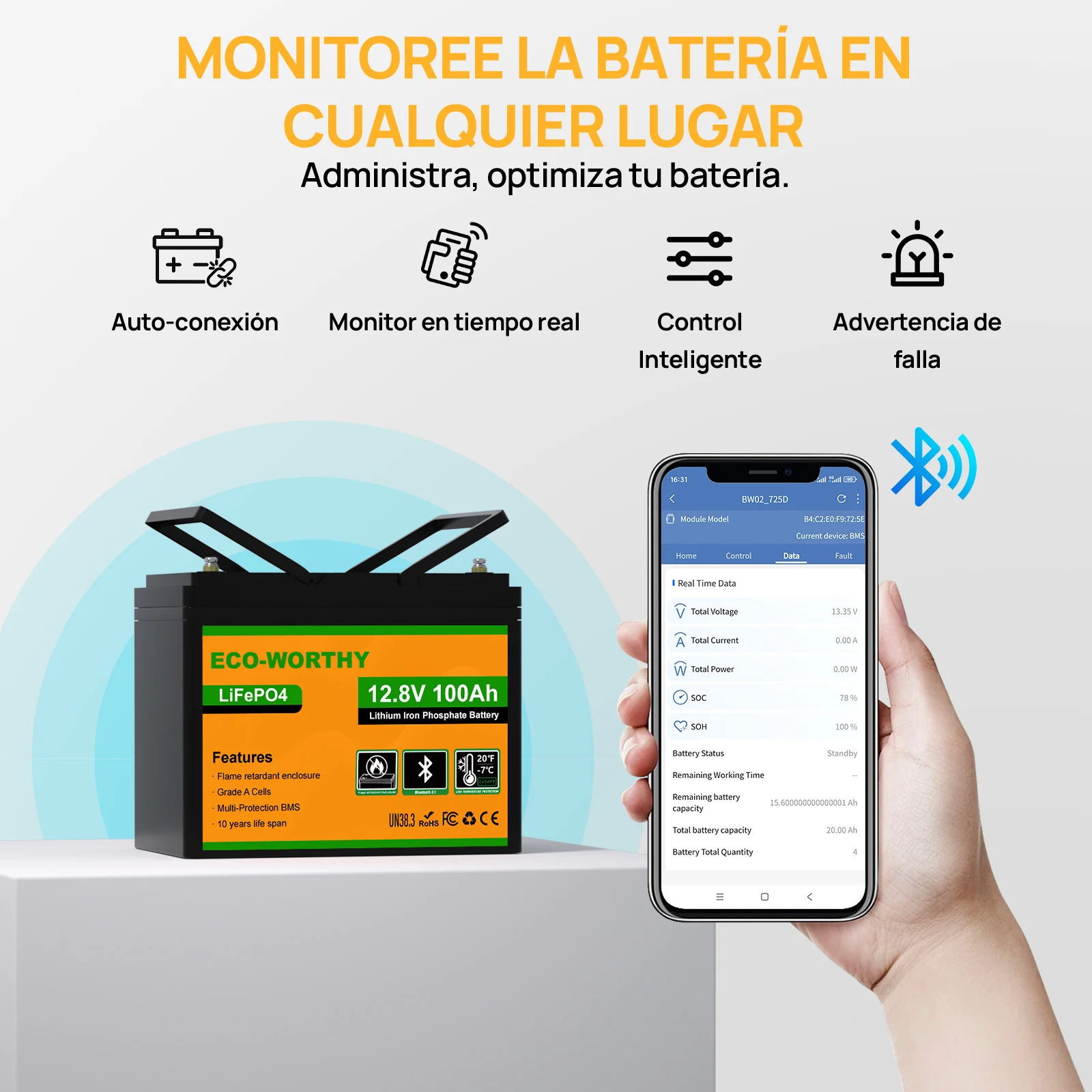 Batería Litio LiFePO4 12V 100Ah con Bluetooth - Image 5