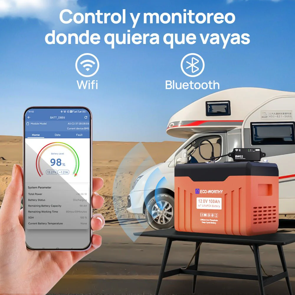 Batería Litio LiFePO4 12V 100Ah Con Bluetooth - Image 6