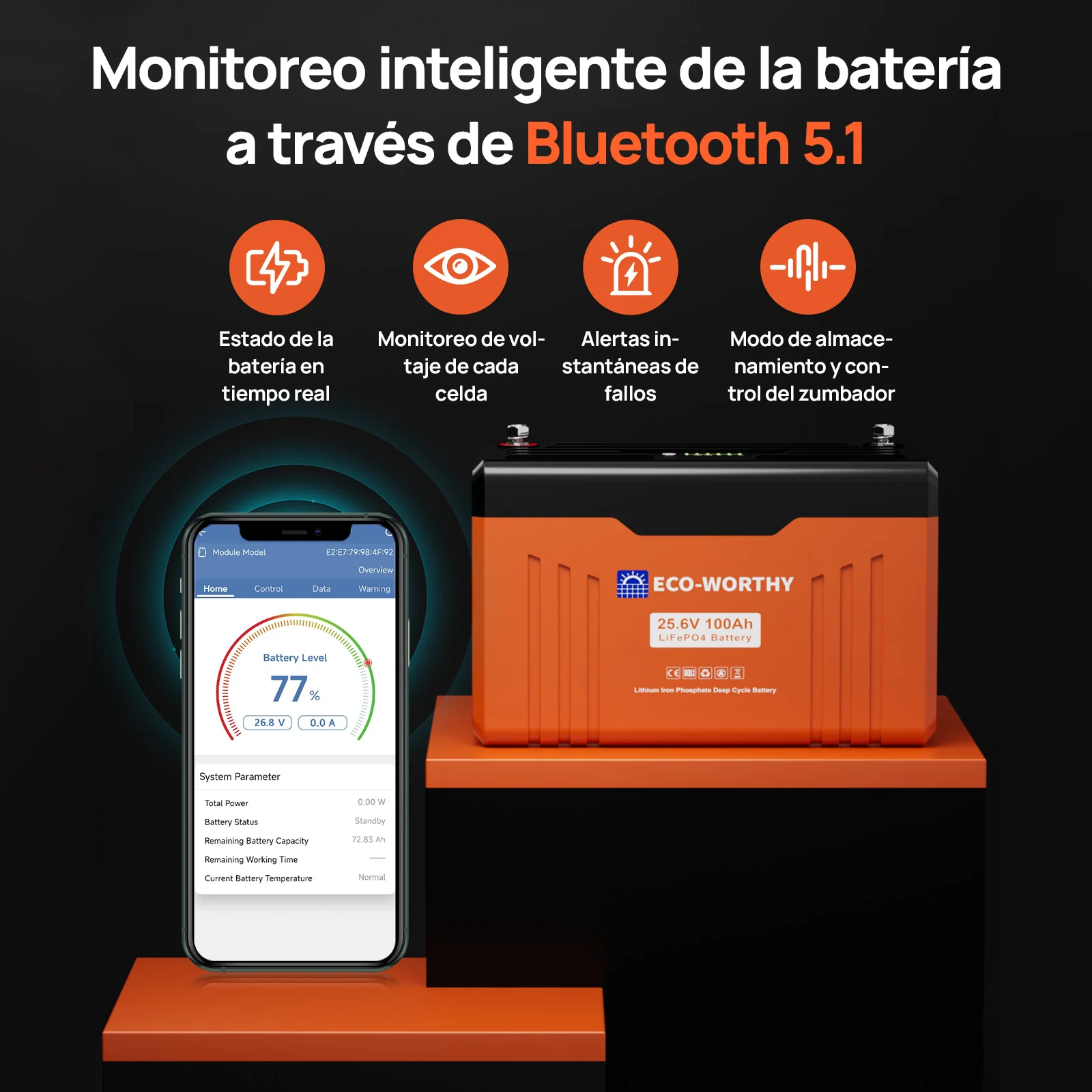 Batería Litio LiFePO4 24V 100Ah Con Bluetooth y WiFi - Image 4