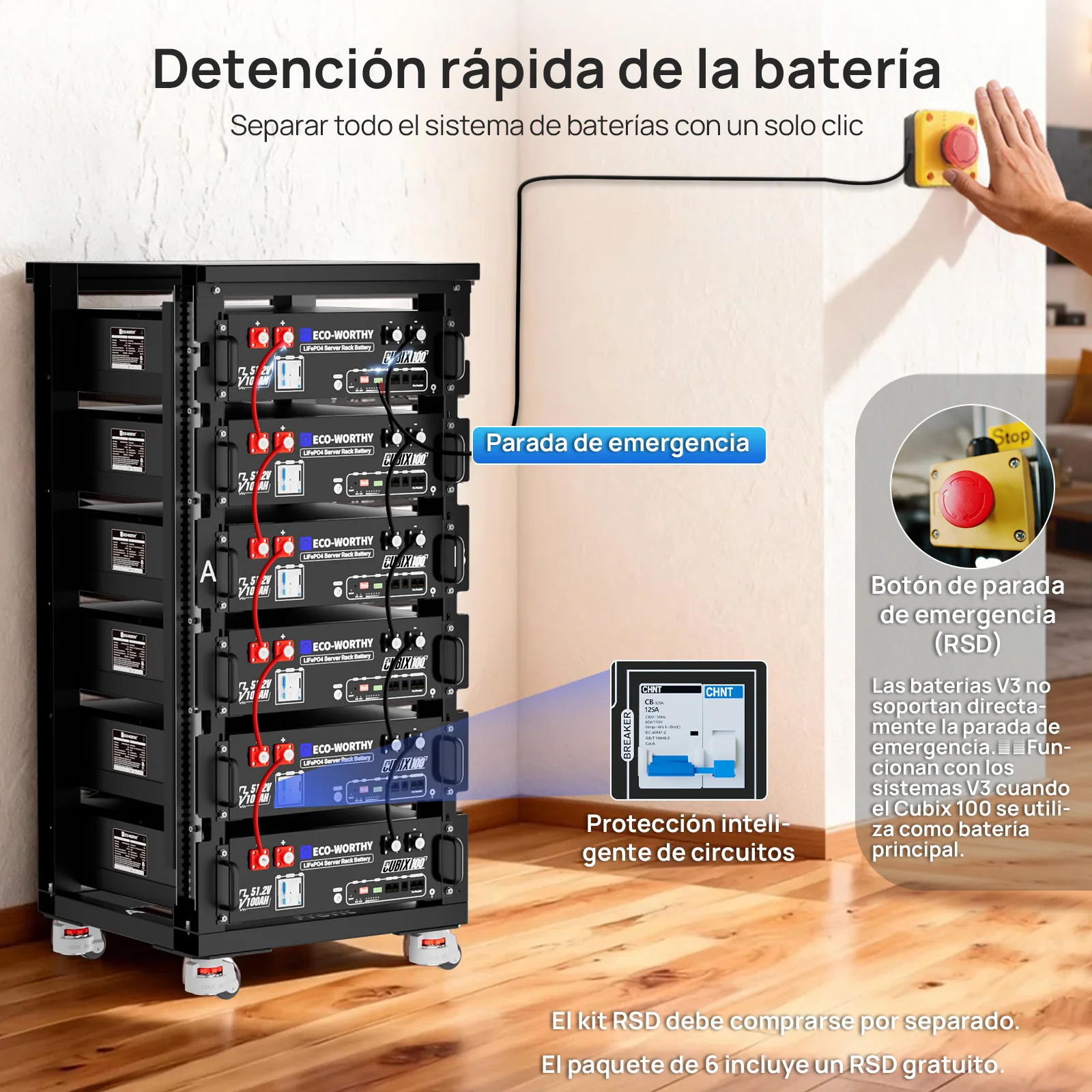 Batería para rack de servidor ECO-WORTHY de 48V(51,2V) 100 Ah LiFePO4, tamaño 3U, con Bluetooth y wifi- Versión 3 - Image 11