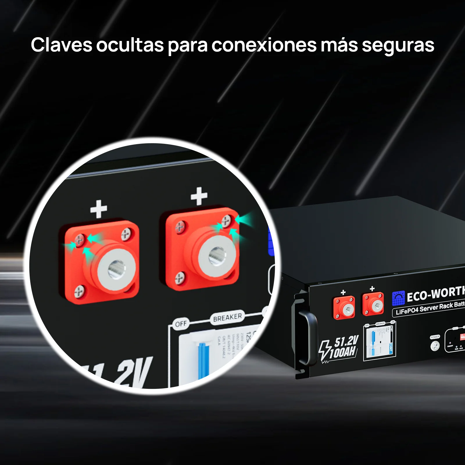 Batería para rack de servidor ECO-WORTHY de 48V(51,2V) 100 Ah LiFePO4, tamaño 3U, con Bluetooth y wifi- Versión 3 - Image 8