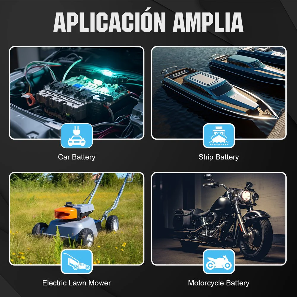 Cargador de batería inteligente automático de 5A y 10A 12V con pantalla LCD para baterías de litio (LiFePO4) - Image 8