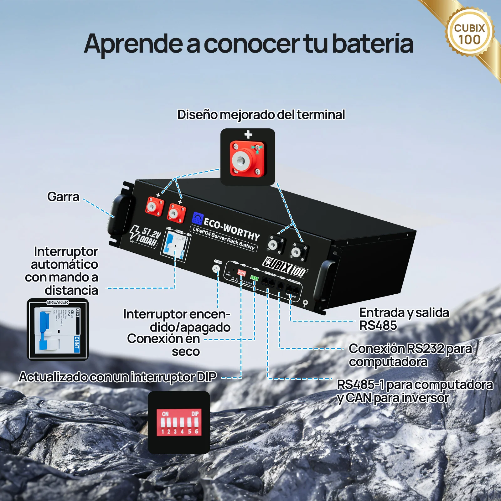 Energía de respaldo para el hogar ECO-WORTHY con LiFePO4 de 48V 100Ah e inversor híbrido de 48V 5000W - Image 5