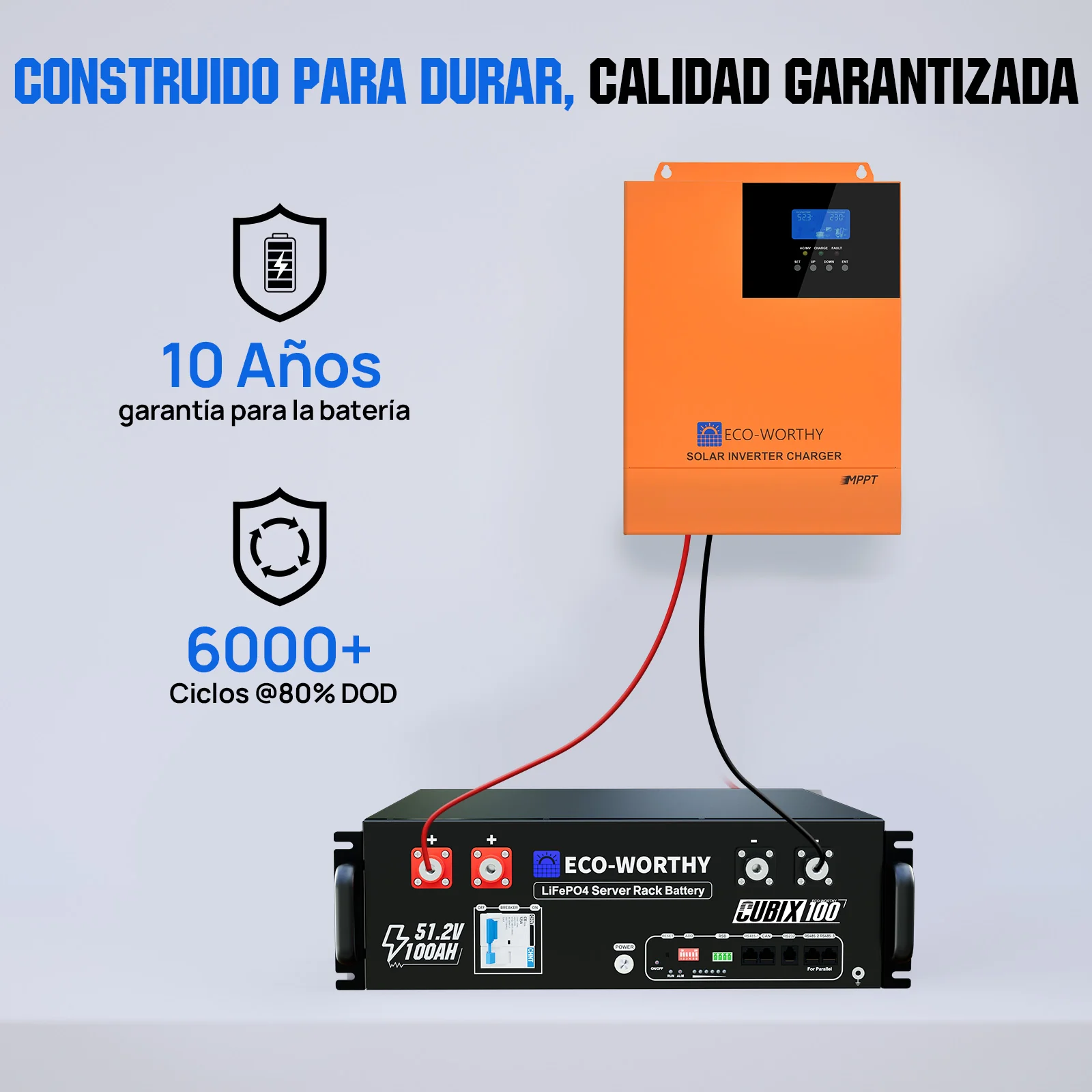 Energía de respaldo para el hogar ECO-WORTHY con LiFePO4 de 48V 100Ah e inversor híbrido de 48V 5000W - Image 7
