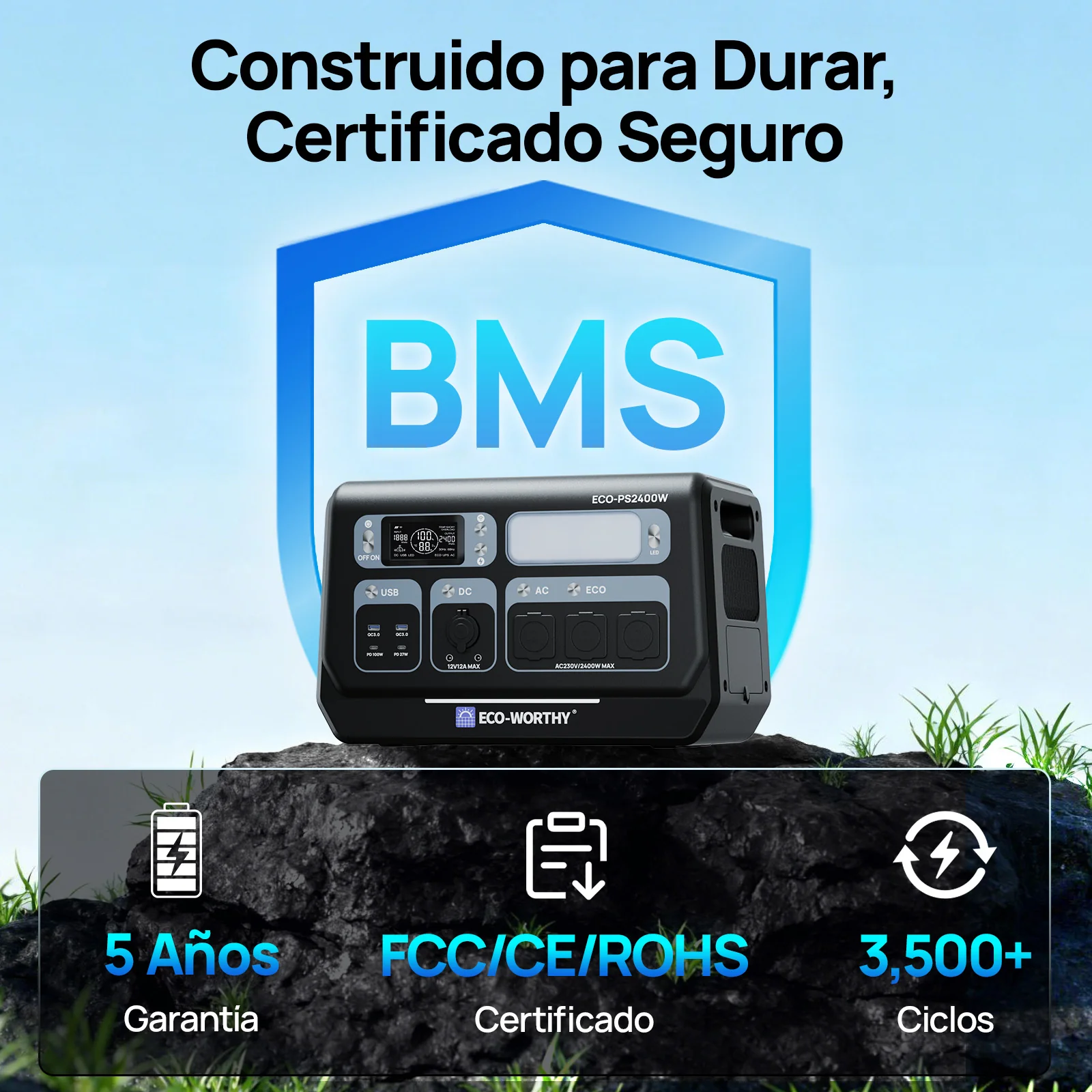 Estación de energía portátil de 2400W con batería de litio de 2048Wh | Fuente de alimentación de emergencia - Image 5