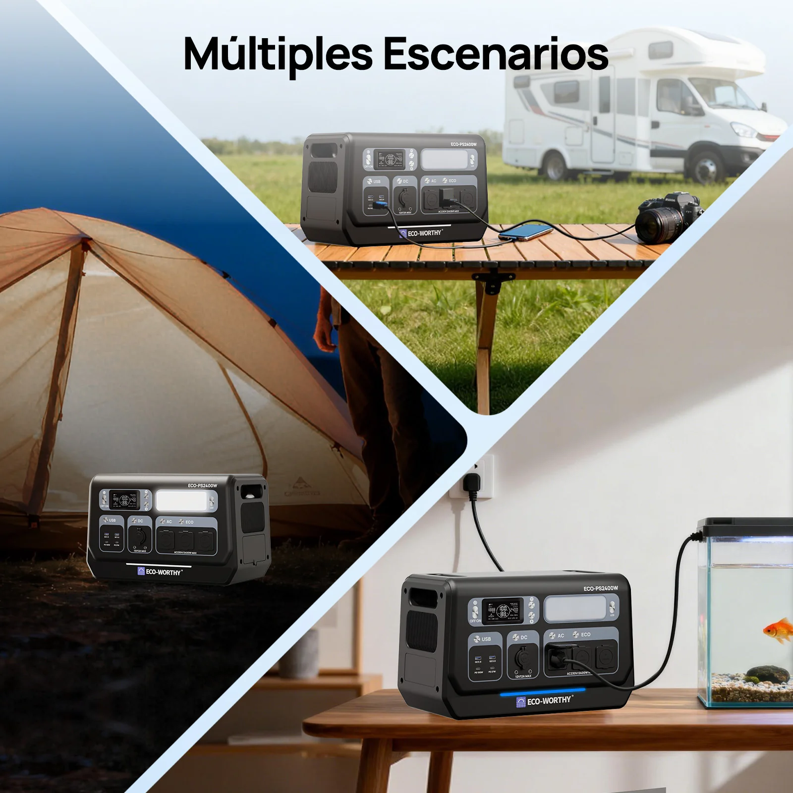 Estación de energía portátil de 2400W con batería de litio de 2048Wh | Fuente de alimentación de emergencia - Image 8