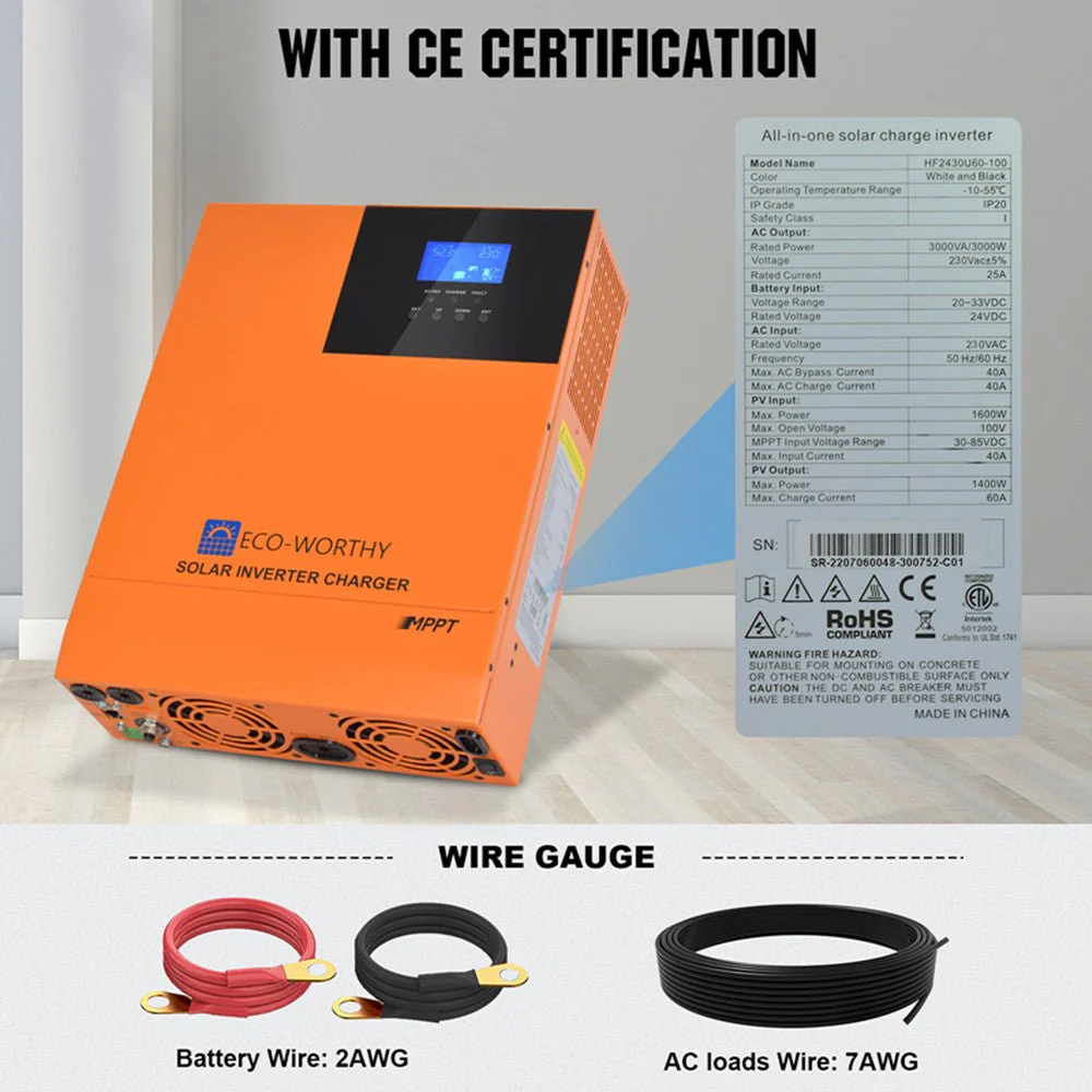 Inversor Cargador Onda Sinusoidal Pura 3000W 24V con Regulador MPPT 60A - Image 9