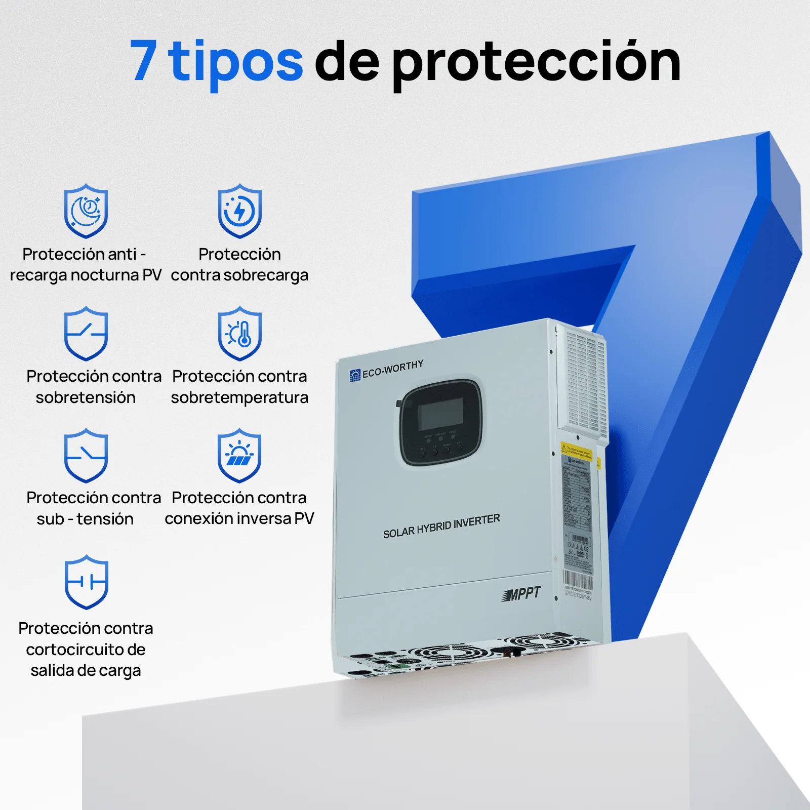 Inversor/cargador solar todo en uno ECO-WORTHY de 48V 3000W | MPPT de 60A, entrada fotovoltaica de 3400W - Image 7