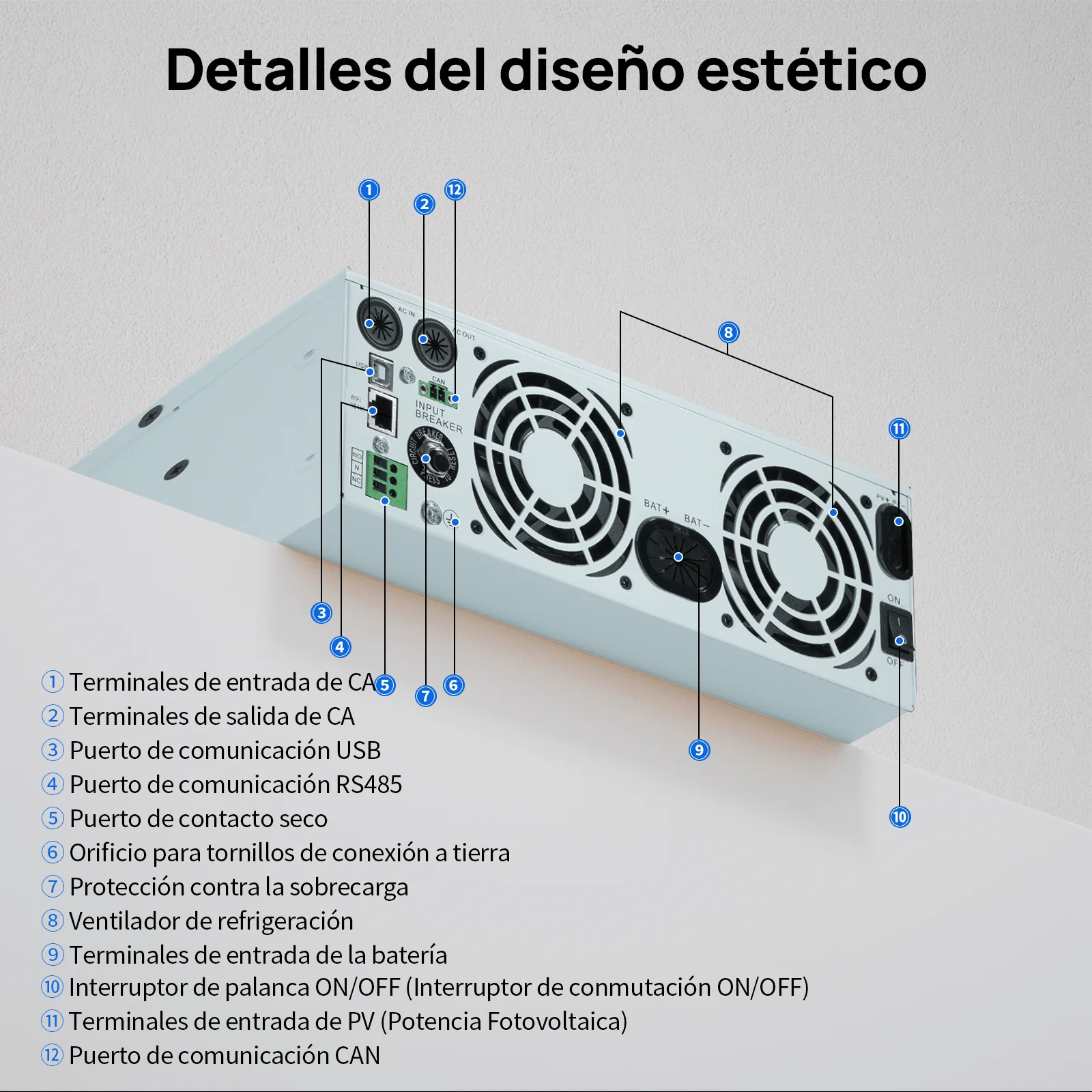 Inversor/cargador solar todo en uno ECO-WORTHY de 48V 3000W | MPPT de 60A, entrada fotovoltaica de 3400W - Image 9