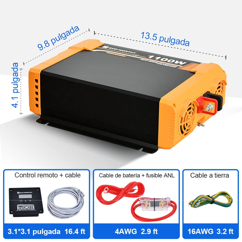 Inversor de Onda Sinusoidal Pura de 1100W de 12V a 230V para Kits Solares Aislada - Image 7