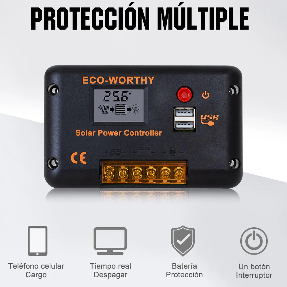 Kit Solar Aislada 120W 240W 12V (1/2x120W) con Inversor 600W+Batería de Litio 0.6kWh - Image 8