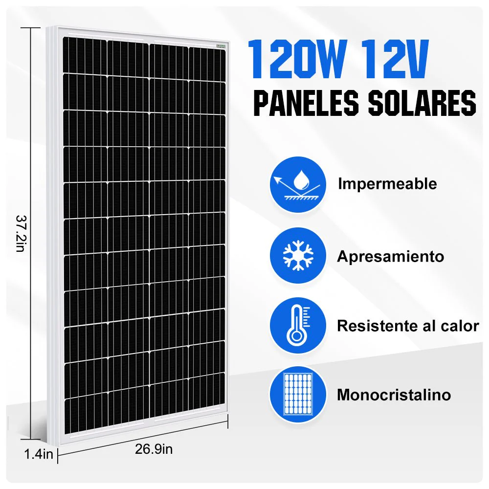 Kit Solar Aislada 480W 12V (4x120W) con Inversor 1.1kW+Batería de Litio 1.2kWh - Image 6