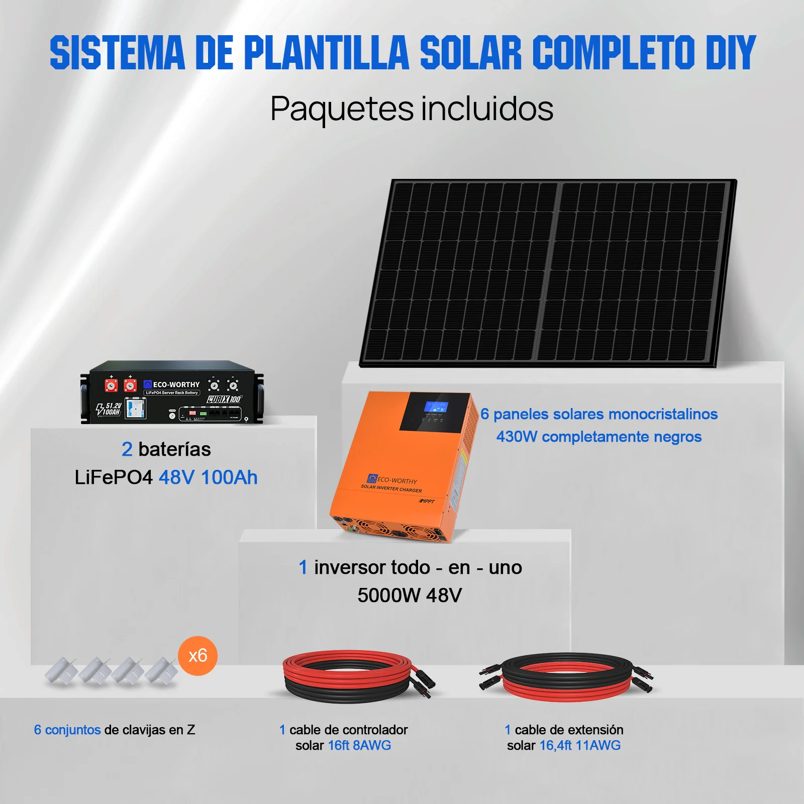 Kit solar MPPT completo para autoconsumo fuera de la red, 48V 2580W(6 x 430W) - Image 11