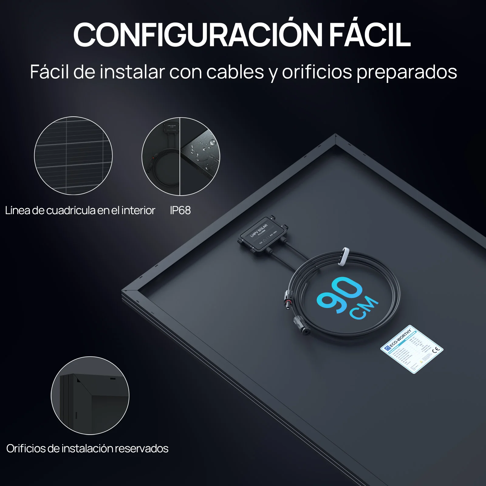 Panel solar BC totalmente negro ECO-WORTHY de 120W - Image 6