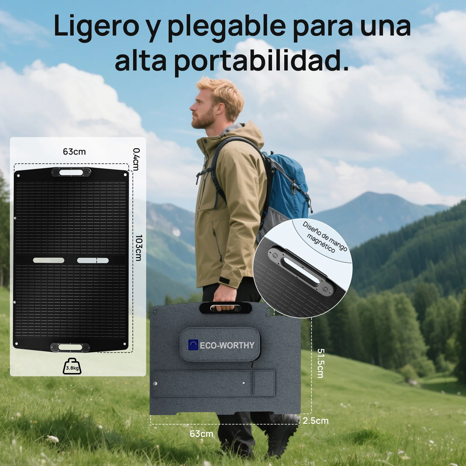 Pro. 100W 12V Maleta de panel solar plegable - Image 6