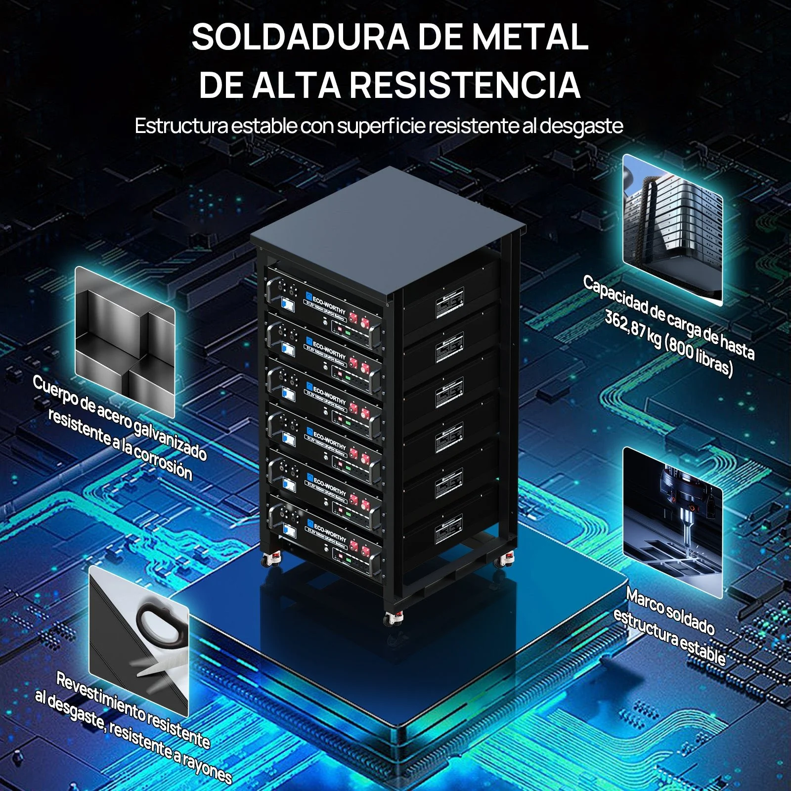 Rack ECO-WORTHY de 6 capas 19 pulgadas para baterías de servidores - Image 4