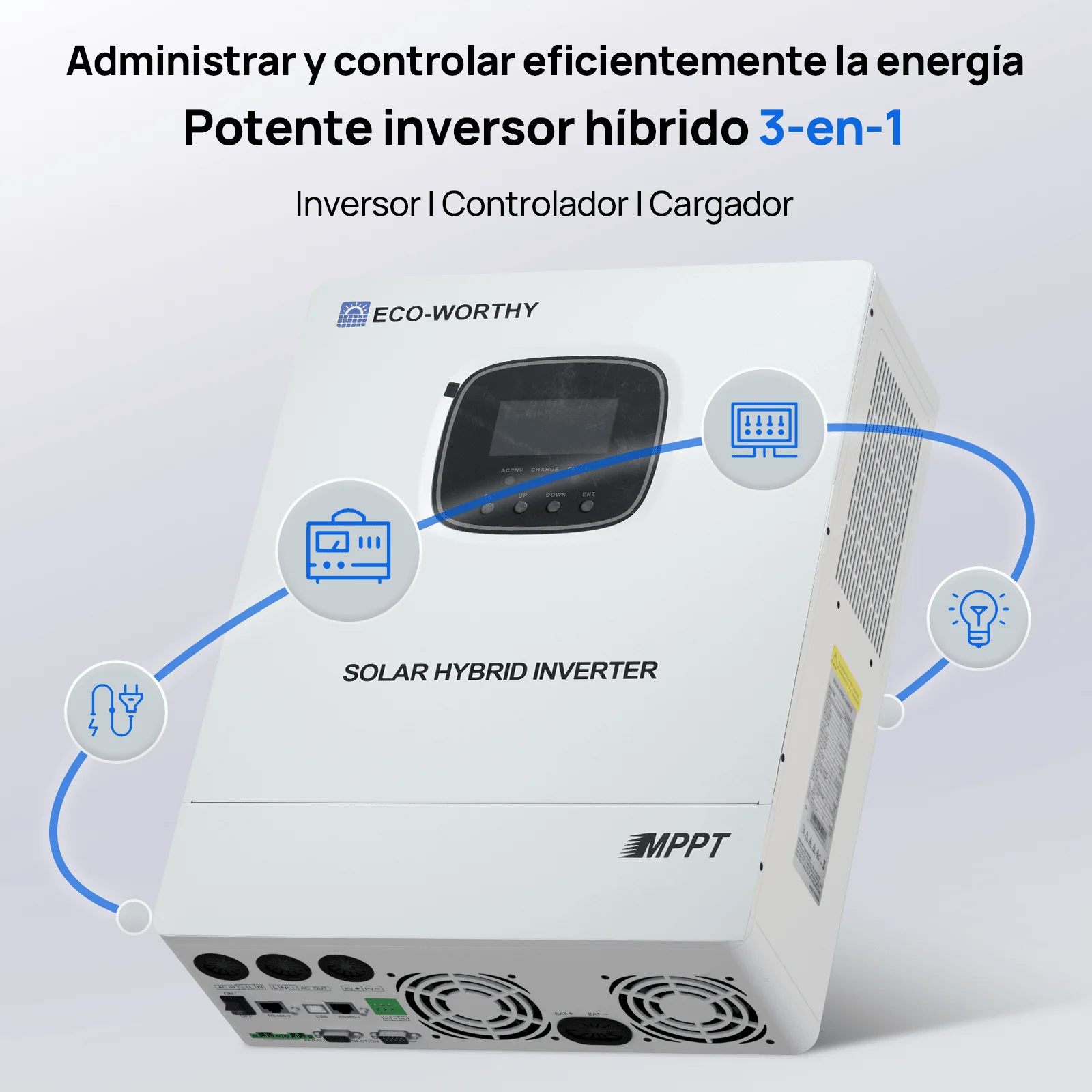 Sistema de respaldo doméstico ECO-WORTHY de 5,12 kWh con LiFePO4 de 48V 100Ah e inversor híbrido de 48V 3000W - Image 6