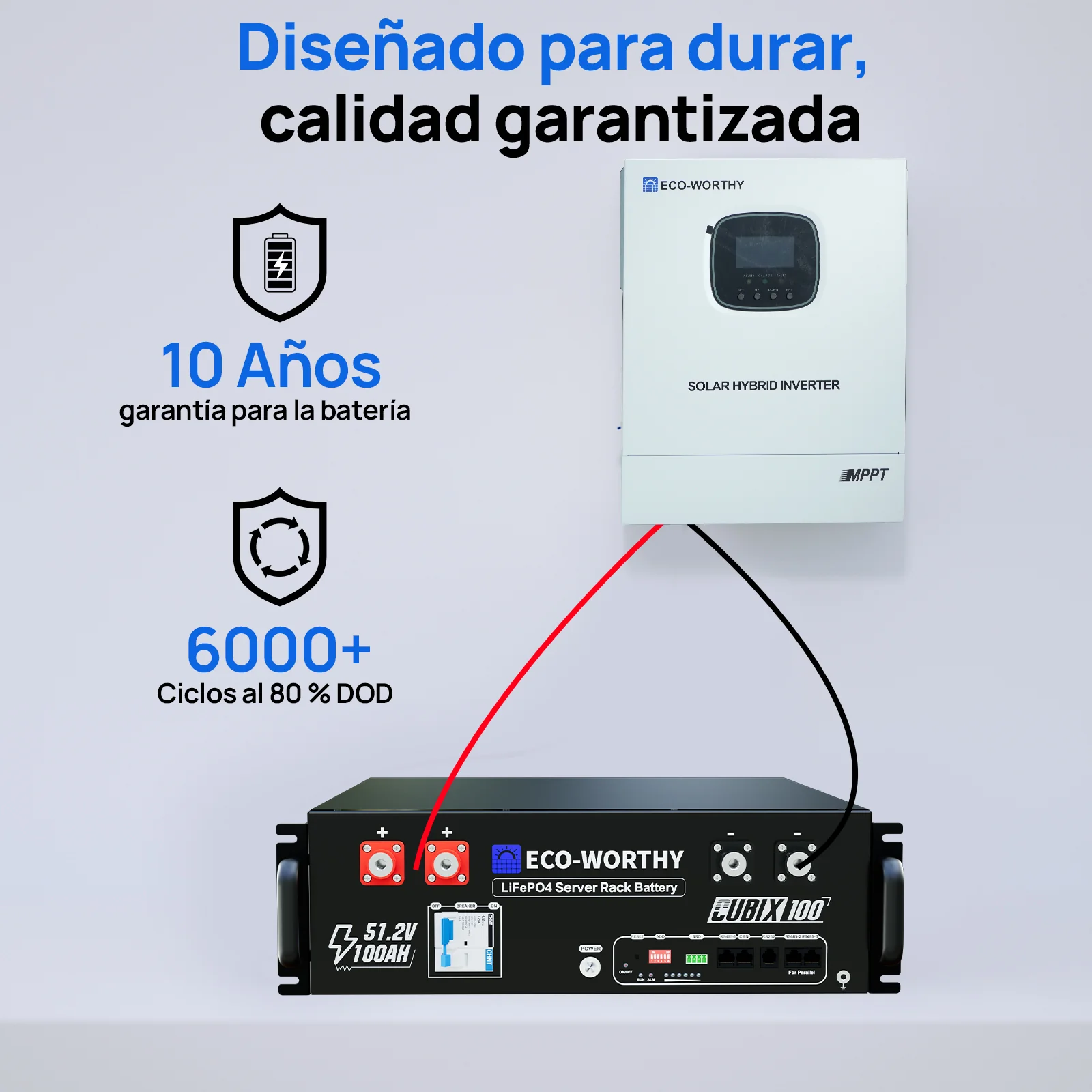 Sistema de respaldo doméstico ECO-WORTHY de 5,12 kWh con LiFePO4 de 48V 100Ah e inversor híbrido de 48V 3000W - Image 7
