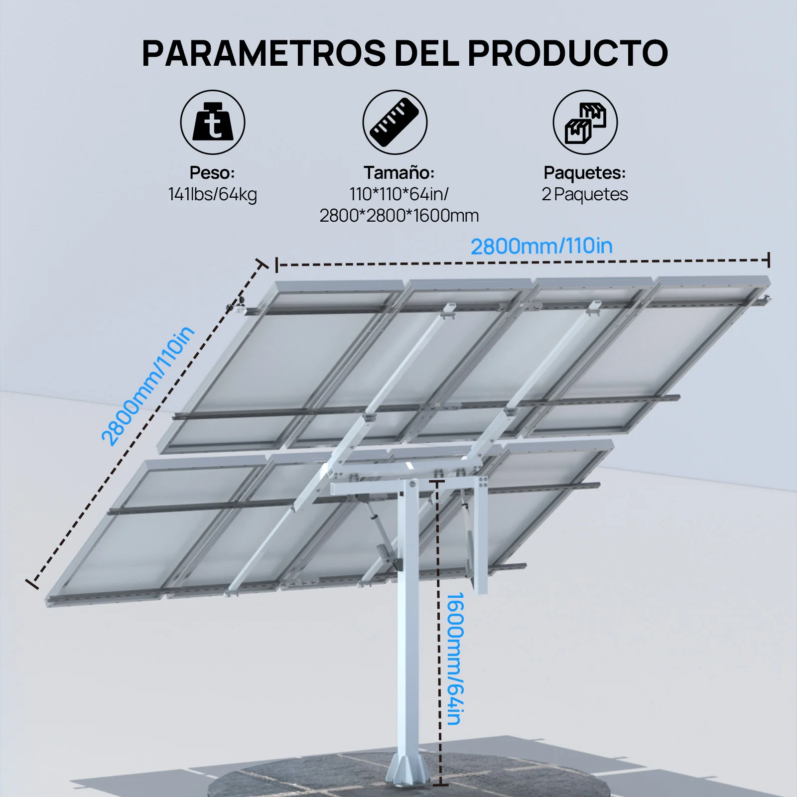 Sistema de seguimiento solar de doble eje ECO-WORTHY (versión extendida, +40% de eficiencia) con controlador de seguimiento - Image 6