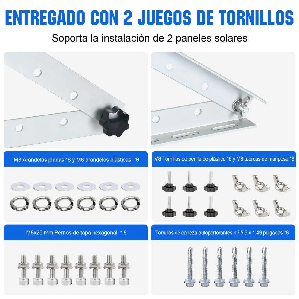 Soportes de montaje de inclinación ajustable para panel solar de 45" de longitud - Image 6