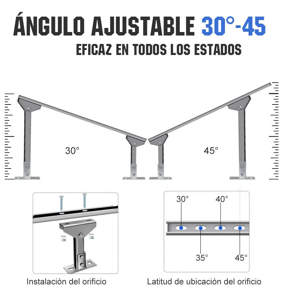 Soportes de montaje de panel solar de varias piezas ajustables para 1-4 piezas de paneles solares - Image 3